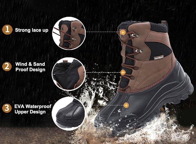UPSOLO Mens Duck Boots Winter Snow Boot Waterproof Insulated Anti-Slip Fully Fur Lined Casual Lightweight - Image 4